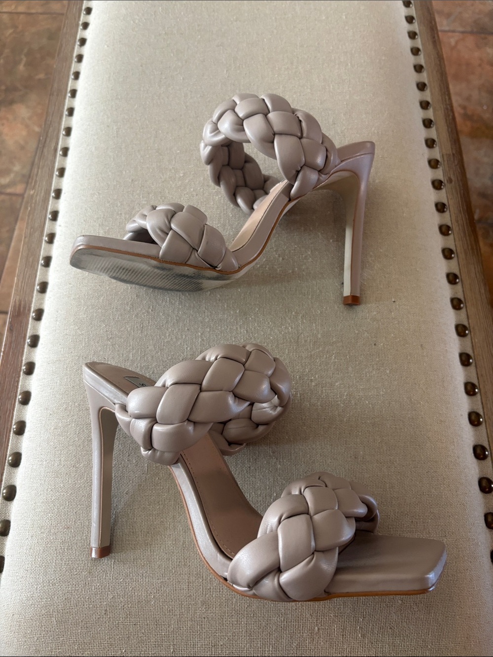 Steve Madden Braided Double-Strap Mules in Taupe - Picture 4 of 6